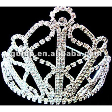 Corona grande de la tiara del rhinestone (GWST12-503G)